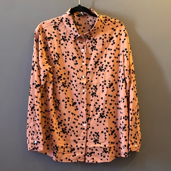 Dokotoo Casual V Neck Alicia Floral Print Long Sleeve Chiffon Button Down Size L - Picture 4 of 12